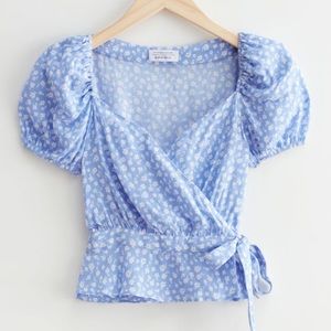 & OTHER STORIES PUFF SLEEVE WRAP BLOUSE